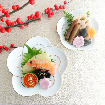 PLUM KNOT PLATE – GOLD & WHITE LINE (ARITA)