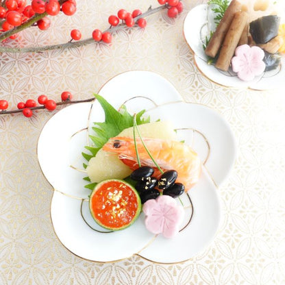 PLUM KNOT PLATE – GOLD & WHITE LINE (ARITA)