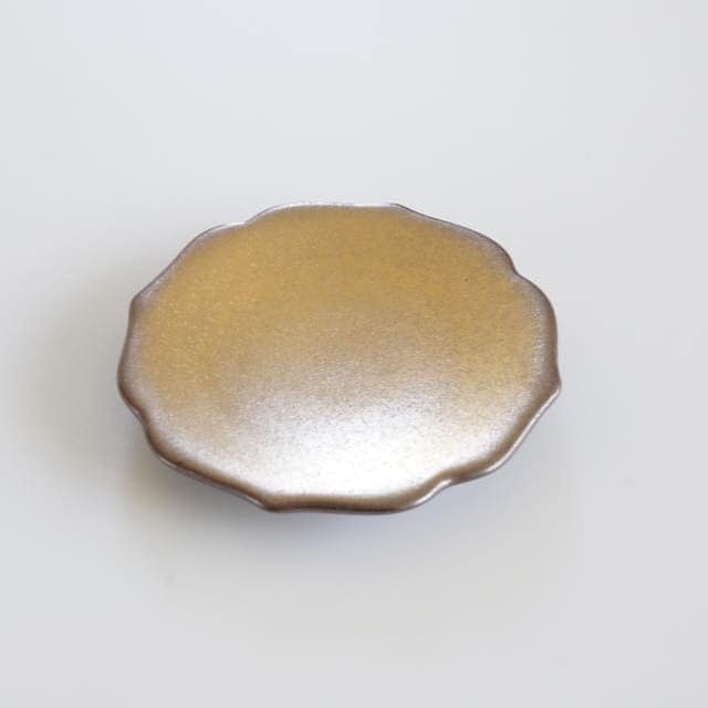 KIKYO-RIM MINI PLATE – CRYSTALLINE GLAZE, MICA-GOLD (ARITA)