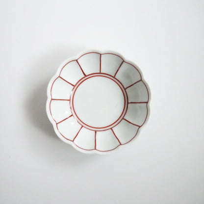 CHRYSANTHEMUM LINE PATTERN SMALL DISH - RED(ARITA)