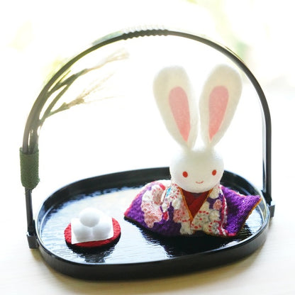 MOON-VIEWING RABBIT IN A BASKET – CHIRIMEN ORNAMENT (KYOTO)