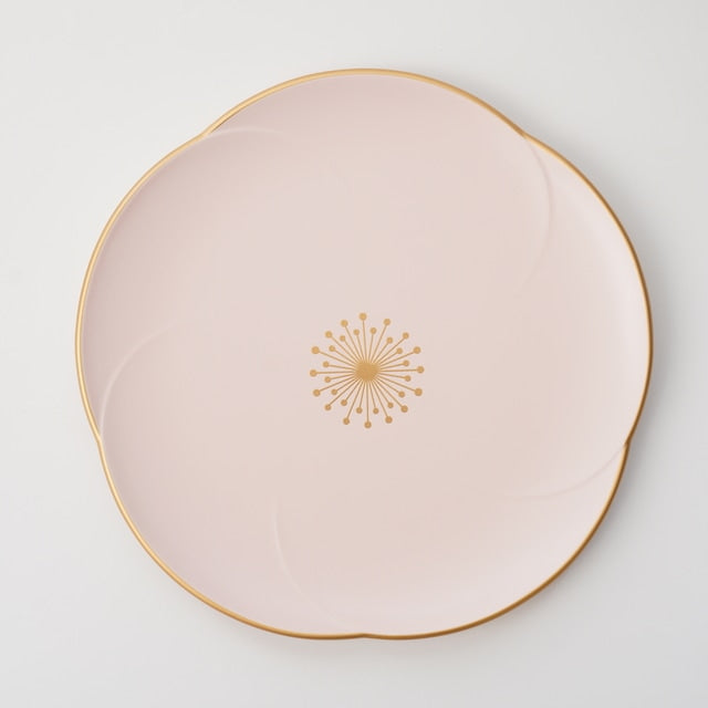 PLUM SHAPED MEDIUM PLATE –  PINK WITH GOLD RIM (YUWEN)
