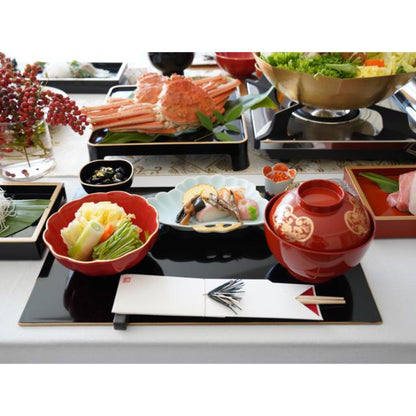 LOTUS-SHAPED SMALL BOWL - RED, GOLD RIM (YUWEN)