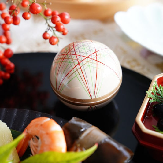 "TEMARI" SPHERE APPETIZER DISH – WHITE & INNER GOLD PEARL (YUWEN)