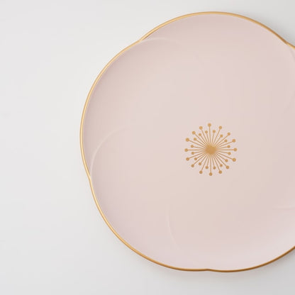 PLUM SHAPED MEDIUM PLATE –  PINK WITH GOLD RIM (YUWEN)