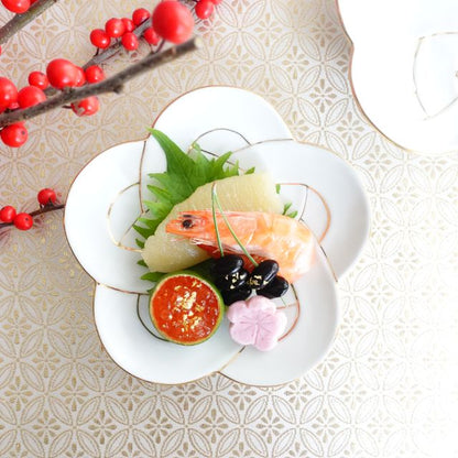 PLUM KNOT PLATE – GOLD & WHITE LINE (ARITA)
