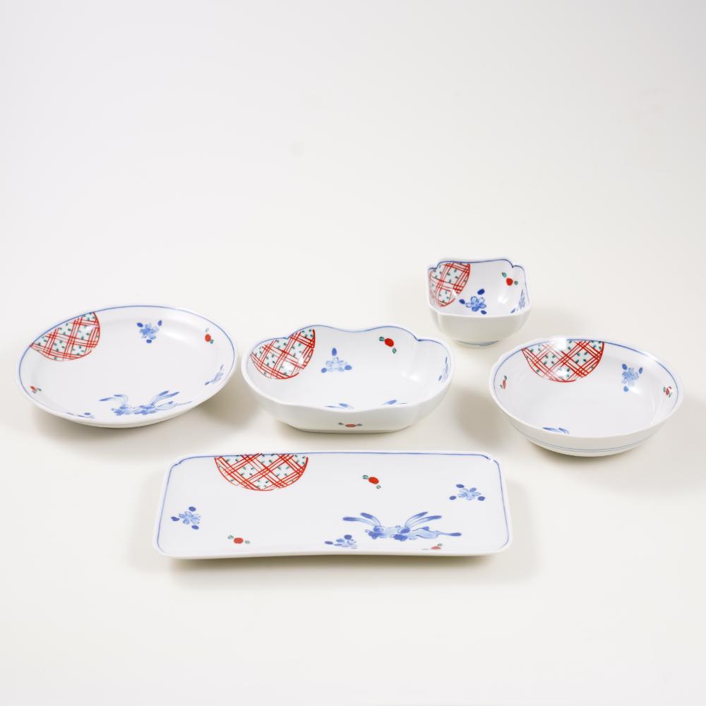 "HANA-USAGI" MOKKO BOWL – RABBIT & FLOWERS, 6 IN (HASAMI)