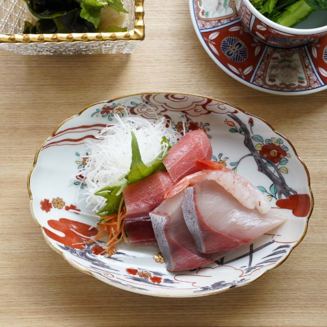 CHERRY BLOSSOM OVAL PLATE – CLOUD (HASAMI)