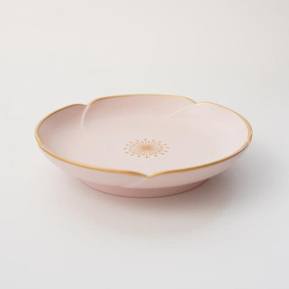 PLUM SHAPED SMALL PLATE –  PINK WITH GOLD RIM (YUWEN)