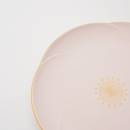 PLUM SHAPED MEDIUM PLATE –  PINK WITH GOLD RIM (YUWEN)