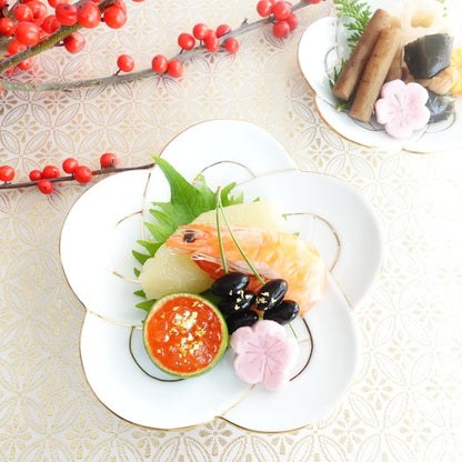 PLUM KNOT PLATE – GOLD & WHITE LINE (ARITA)