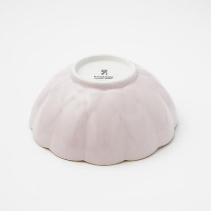 LOTUS-SHAPED SMALL BOWL / NABE SERVING BOWL - PINK WITH GOLD RIM (YUWEN)