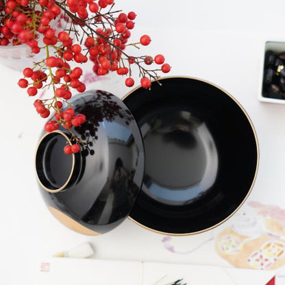SKY & HALF-MOON SOUP BOWL – BLACK & GOLD (YUWEN)
