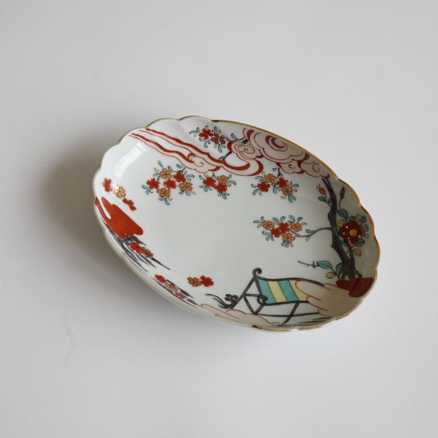 CHERRY BLOSSOM OVAL PLATE – CLOUD (HASAMI)