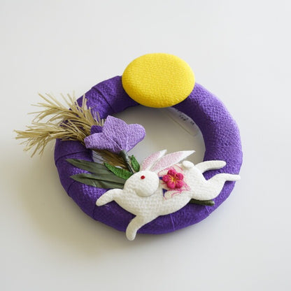 MOON RABBIT WREATH – CHIRIMEN, 6 IN (KYOTO)