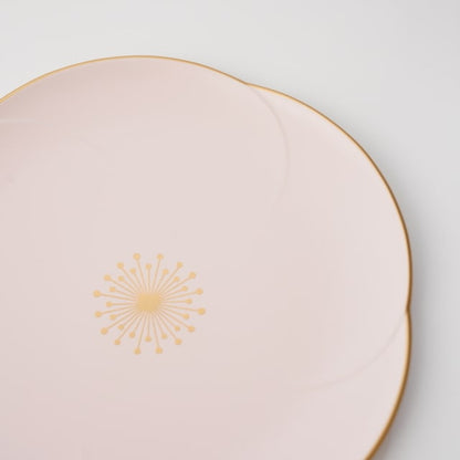 PLUM SHAPED MEDIUM PLATE –  PINK WITH GOLD RIM (YUWEN)