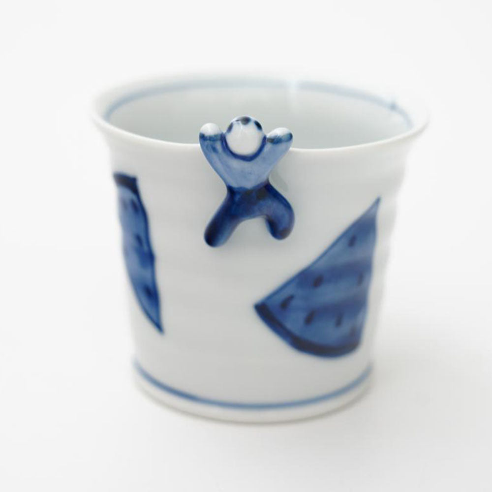 HASAMI WARE "IKKANNJIN" TEACUP / SOBA CUP WITH WATERMELON MOTIF