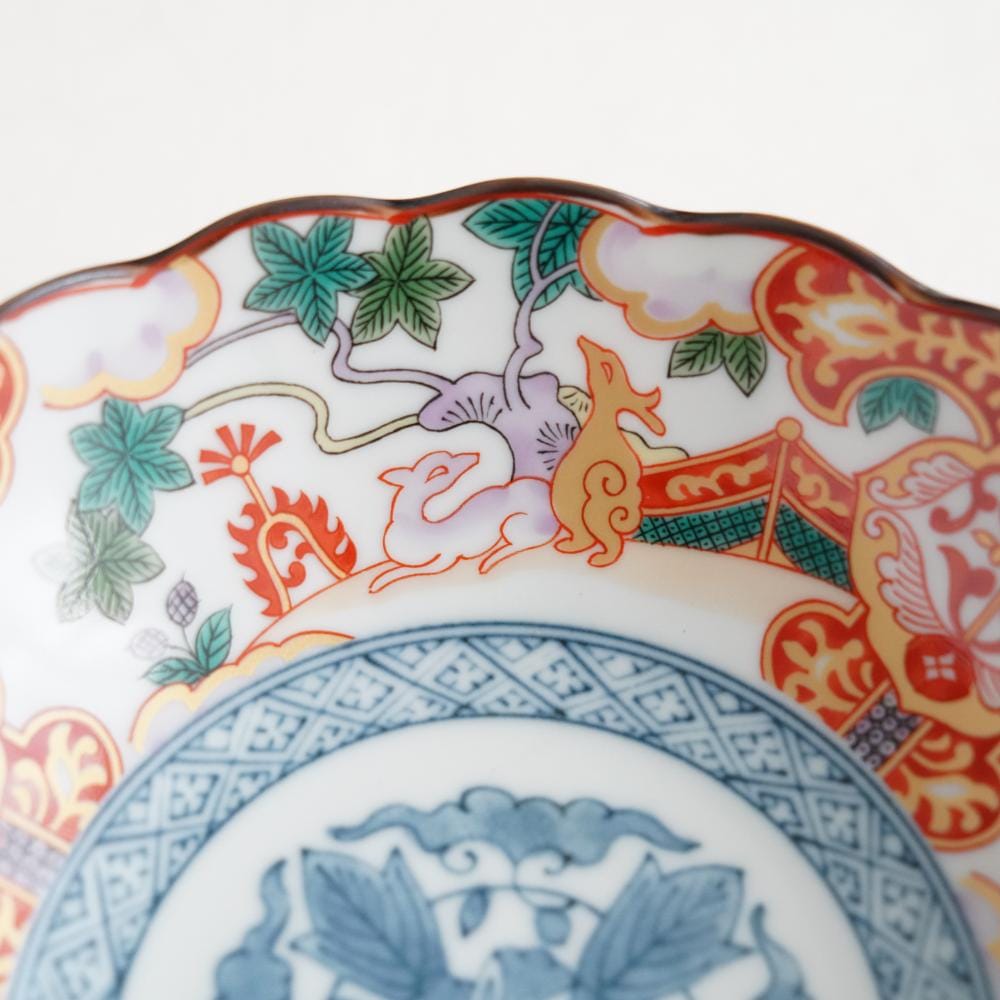 DEER MOTIF STEW BOWL - SHONZUI RED (KUTANI)