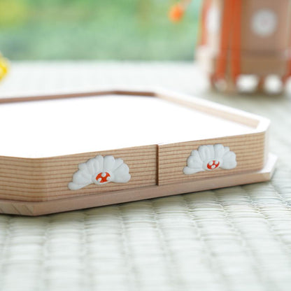 CEDAR OSHIKI TRAY – CHRYSANTHEMUM GOFUN RELIEF, 6 IN
