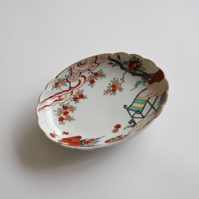 CHERRY BLOSSOM OVAL PLATE – CLOUD (HASAMI)