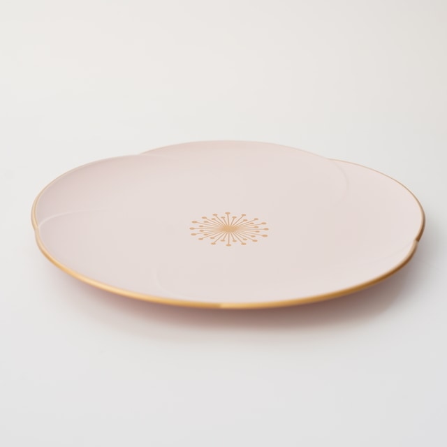 PLUM SHAPED MEDIUM PLATE –  PINK WITH GOLD RIM (YUWEN)