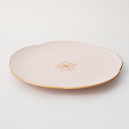 PLUM SHAPED MEDIUM PLATE –  PINK WITH GOLD RIM (YUWEN)