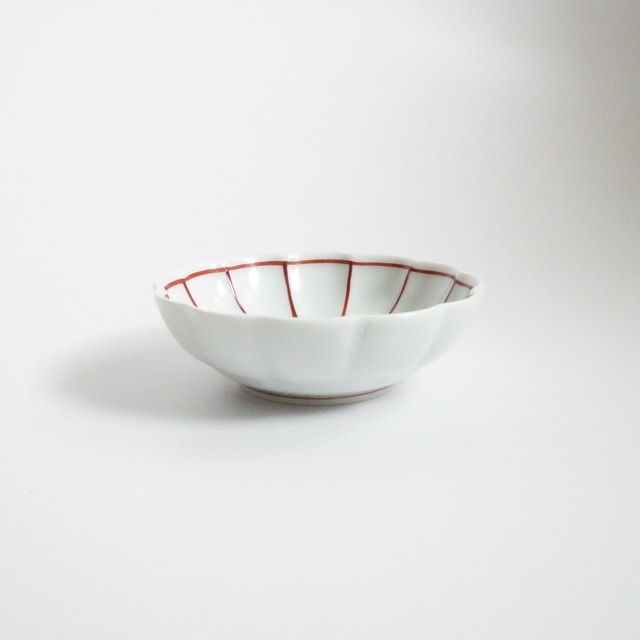 CHRYSANTHEMUM LINE PATTERN SMALL DISH - RED(ARITA)