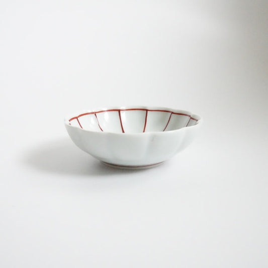 CHRYSANTHEMUM LINE PATTERN SMALL DISH - RED(ARITA)
