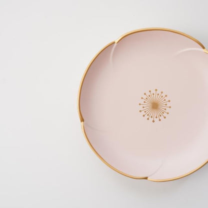 PLUM SHAPED SMALL PLATE –  PINK WITH GOLD RIM (YUWEN)