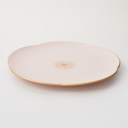 PLUM SHAPED MEDIUM PLATE –  PINK WITH GOLD RIM (YUWEN)