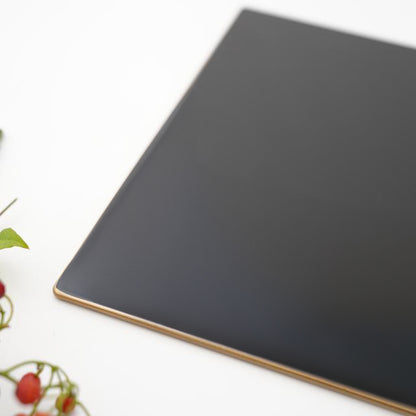LONG TABLE MAT - BLACK, GOLD EDGE (YUWEN)