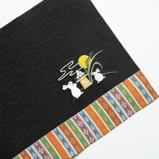 HARVEST MOON EMBROIDERED PLACEMAT – BLACK (KYOTO)