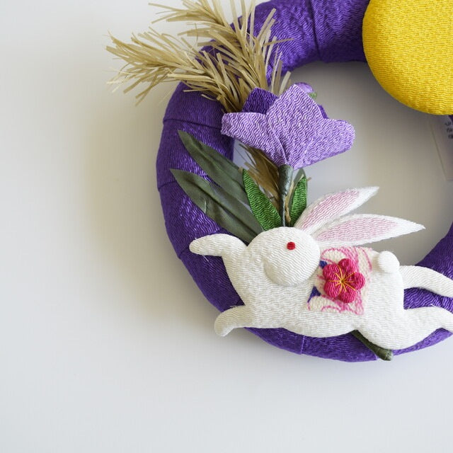 MOON RABBIT WREATH – CHIRIMEN, 6 IN (KYOTO)