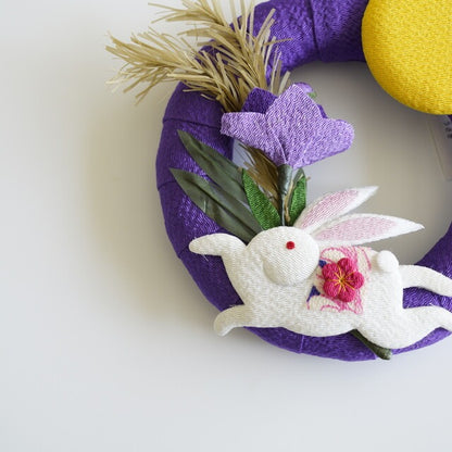 MOON RABBIT WREATH – CHIRIMEN, 6 IN (KYOTO)