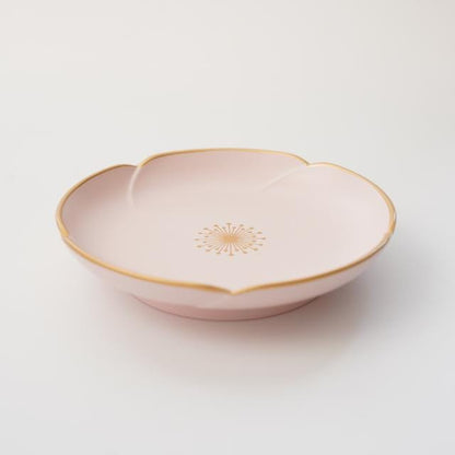 PLUM SHAPED SMALL PLATE –  PINK WITH GOLD RIM (YUWEN)