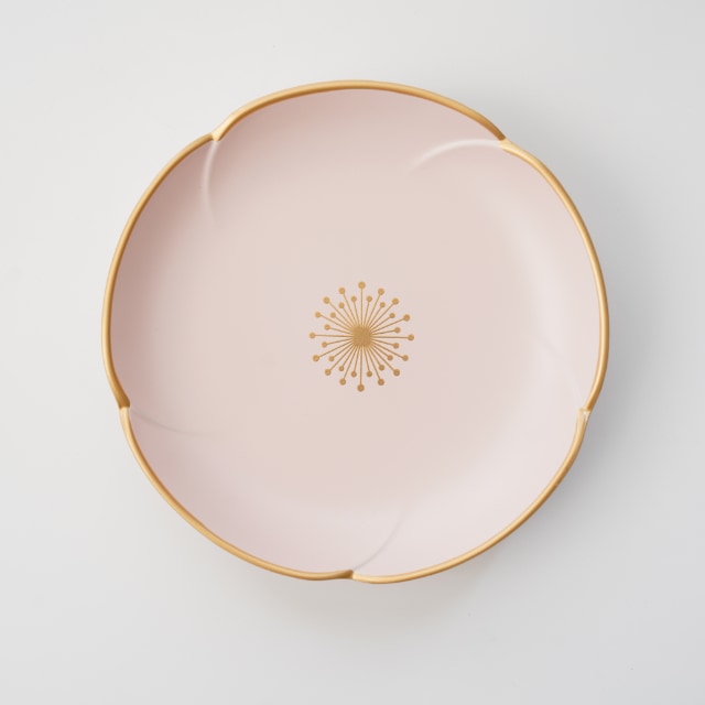 PLUM SHAPED SMALL PLATE –  PINK WITH GOLD RIM (YUWEN)